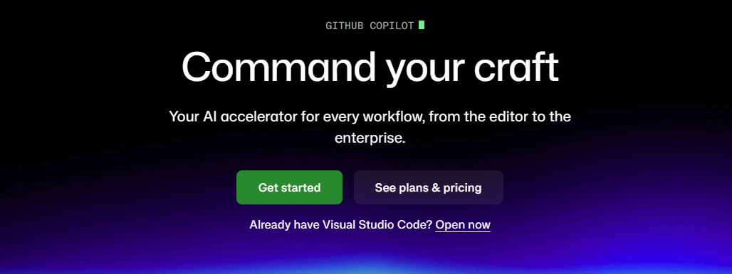 GitHub Copilot 网站截图预览