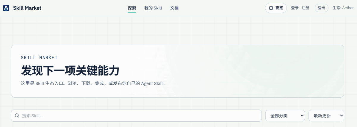 探索 Skill 网站截图预览