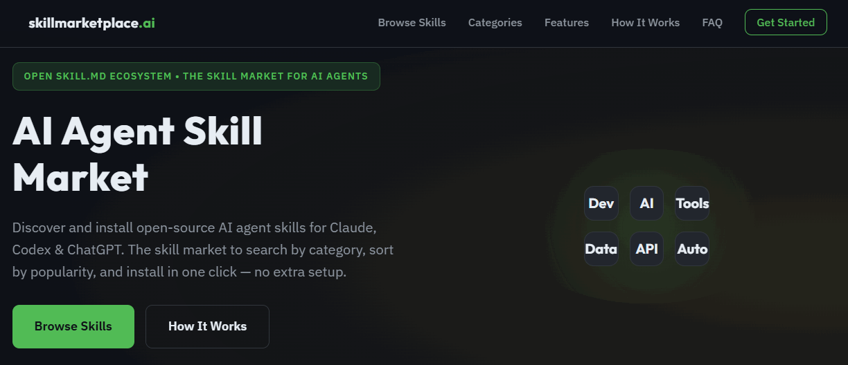 SkillMarketPlace 网站截图预览