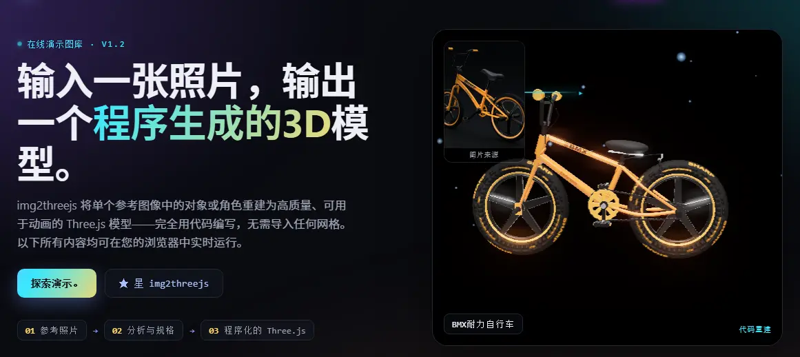 Img2threejs 网站截图预览